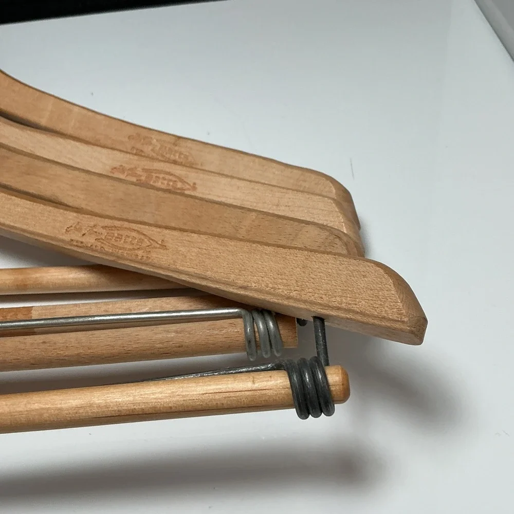 Lot of 4 Vintage Wooden Hangers 3 Batts Wishbone Younkers Batts 1 Unbranded